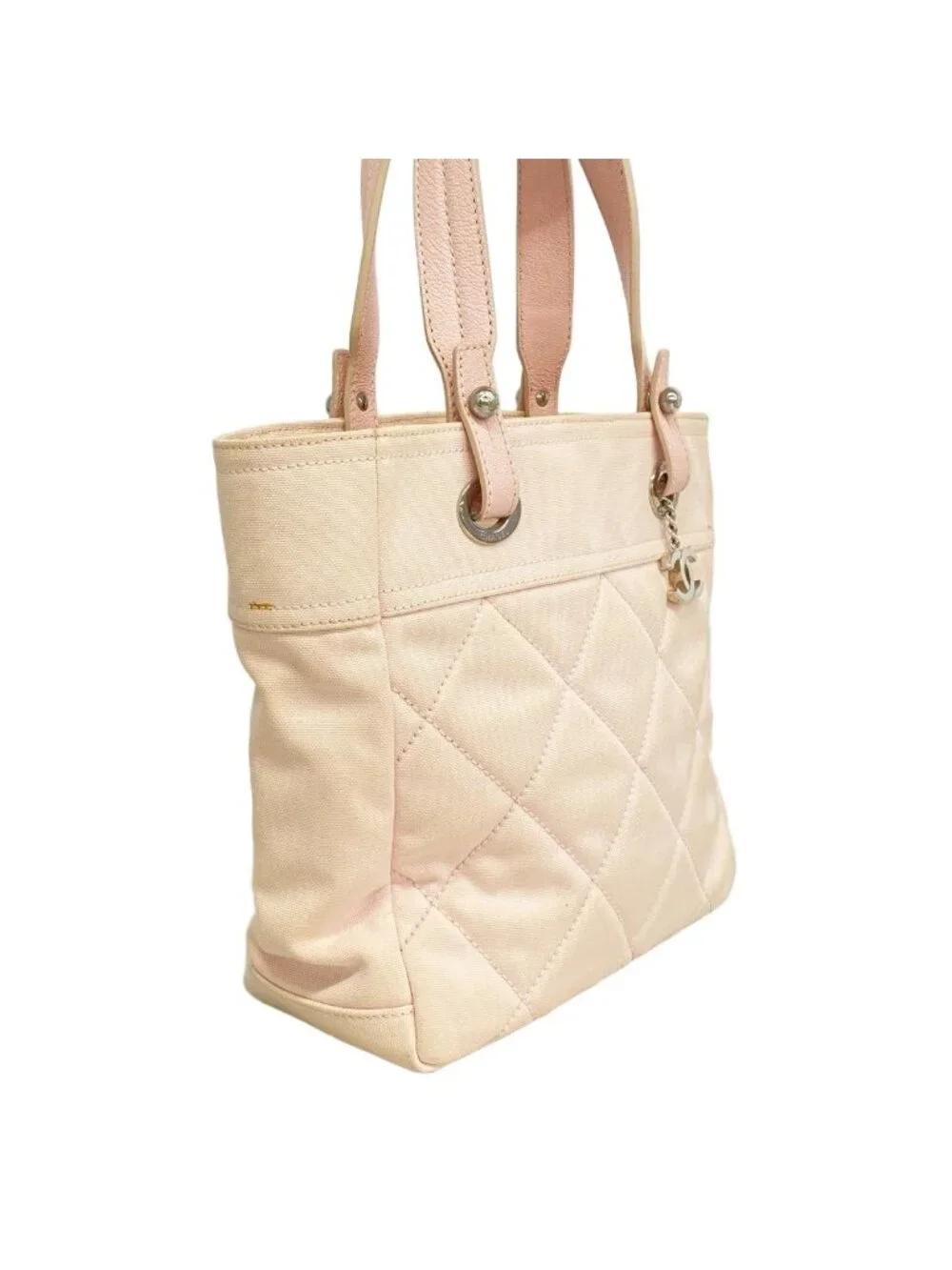 Chanel Tote Paris Biarritz Canvas Pink Silver